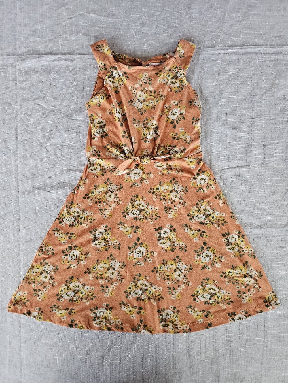 Girls Rule Orange Floral Sleeveless Summer Dress Size 8 Knee Length Casual EUC